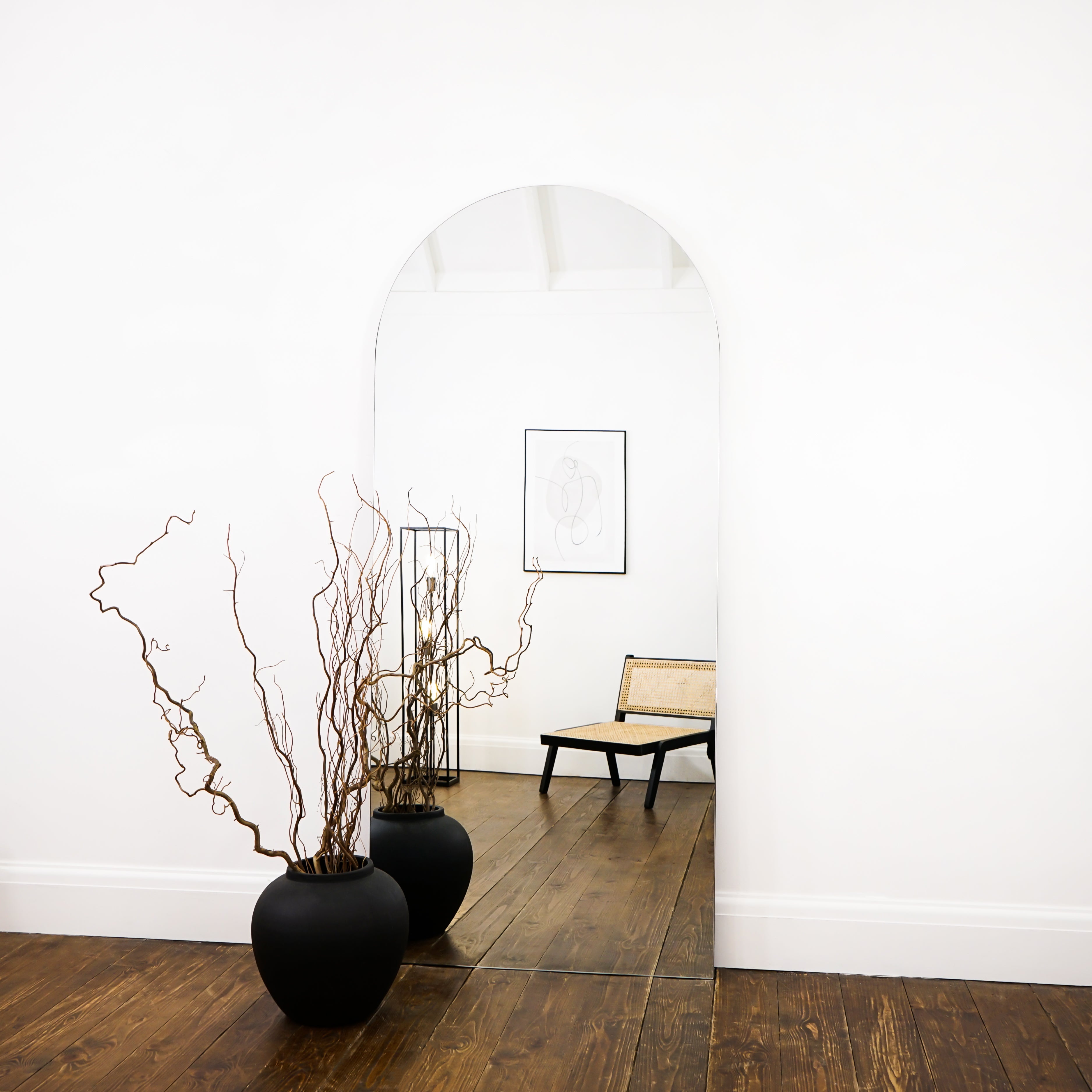 Large Frameless Arched Full Length Mirror 179cm x 80cm