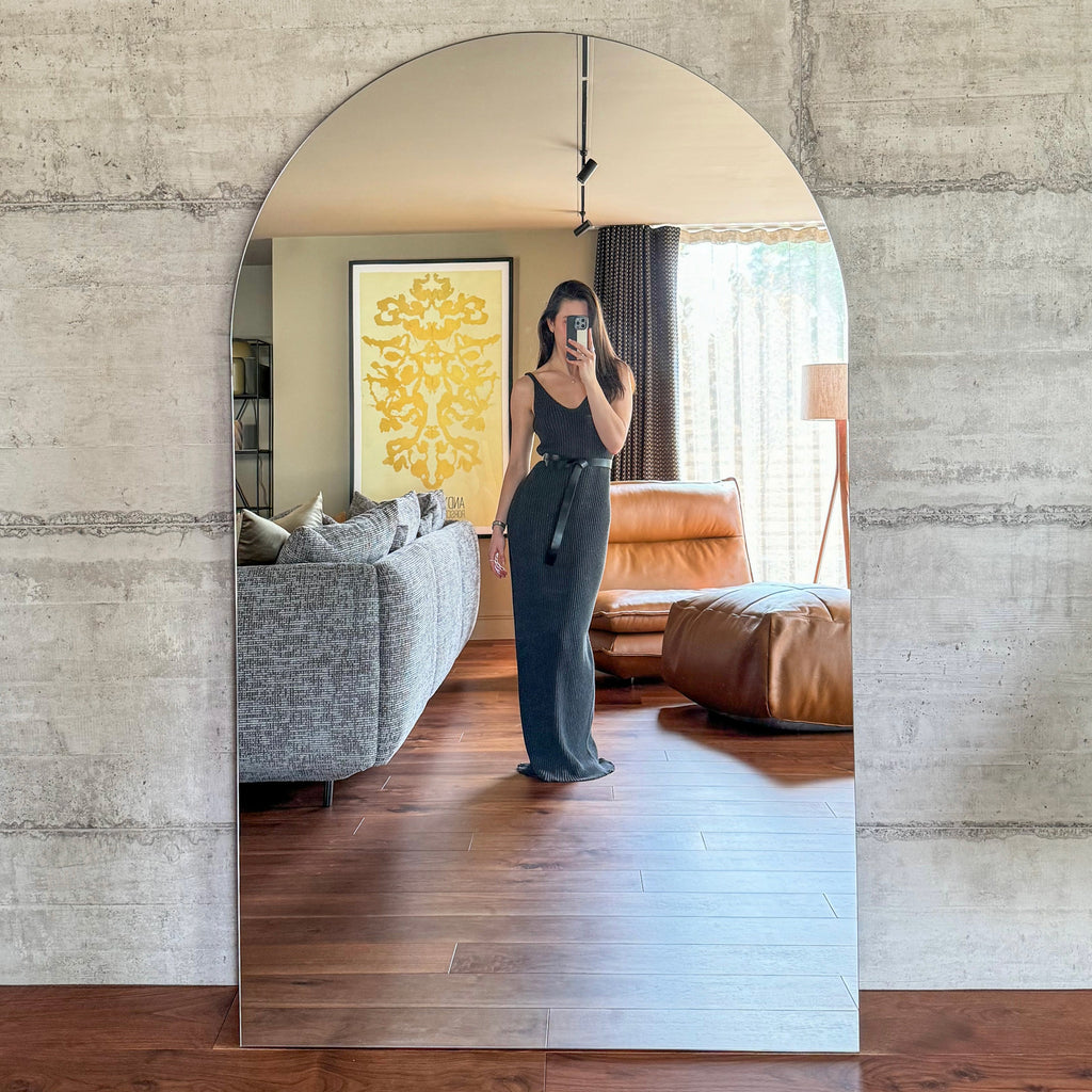 Extra Large Frameless Arched Full Length Mirror 179cm x 110cm