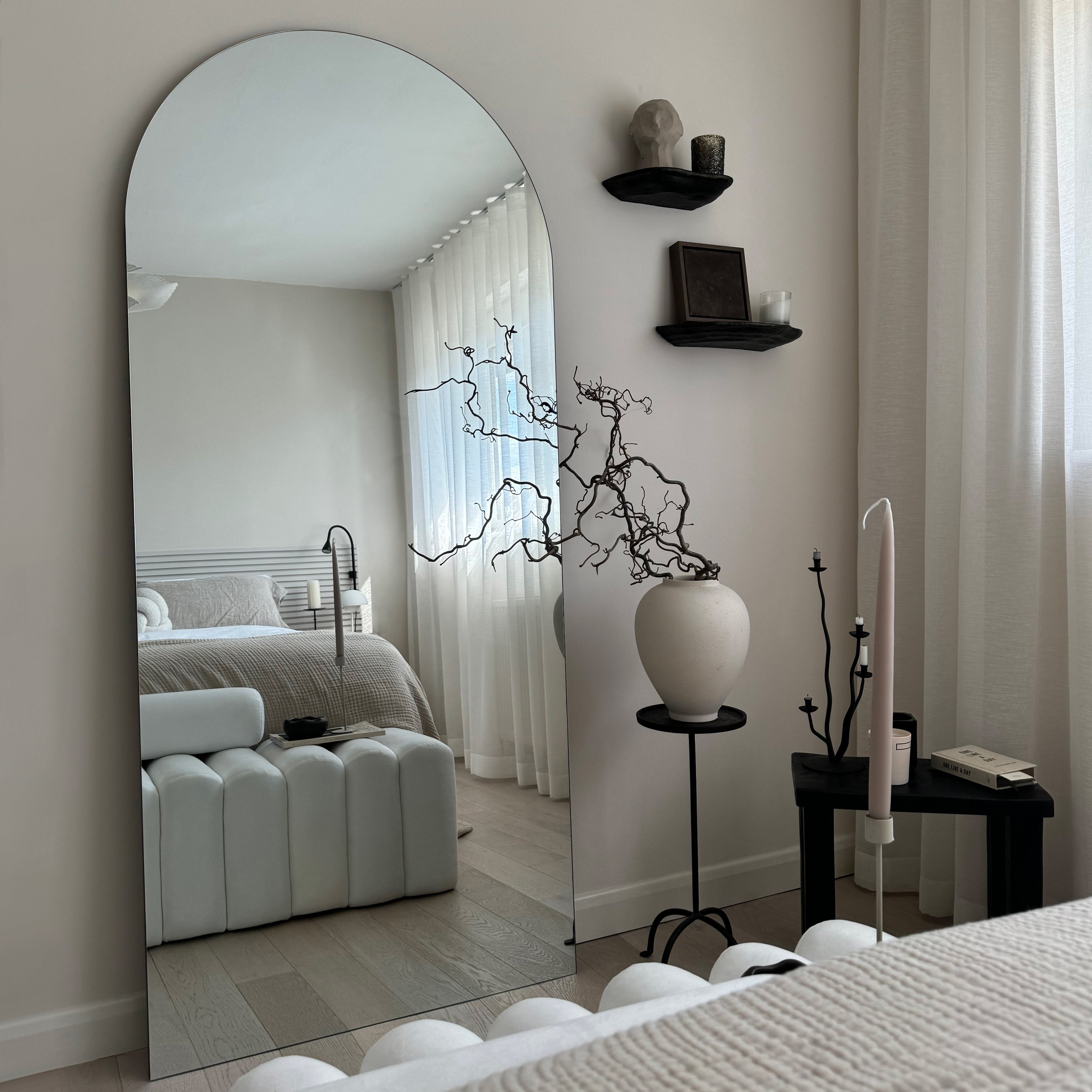 Large Frameless Arched Full Length Mirror 179cm x 80cm