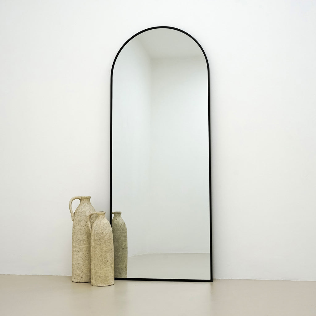 Full Length Black Large Arched Metal Mirror 160cm x 60cm