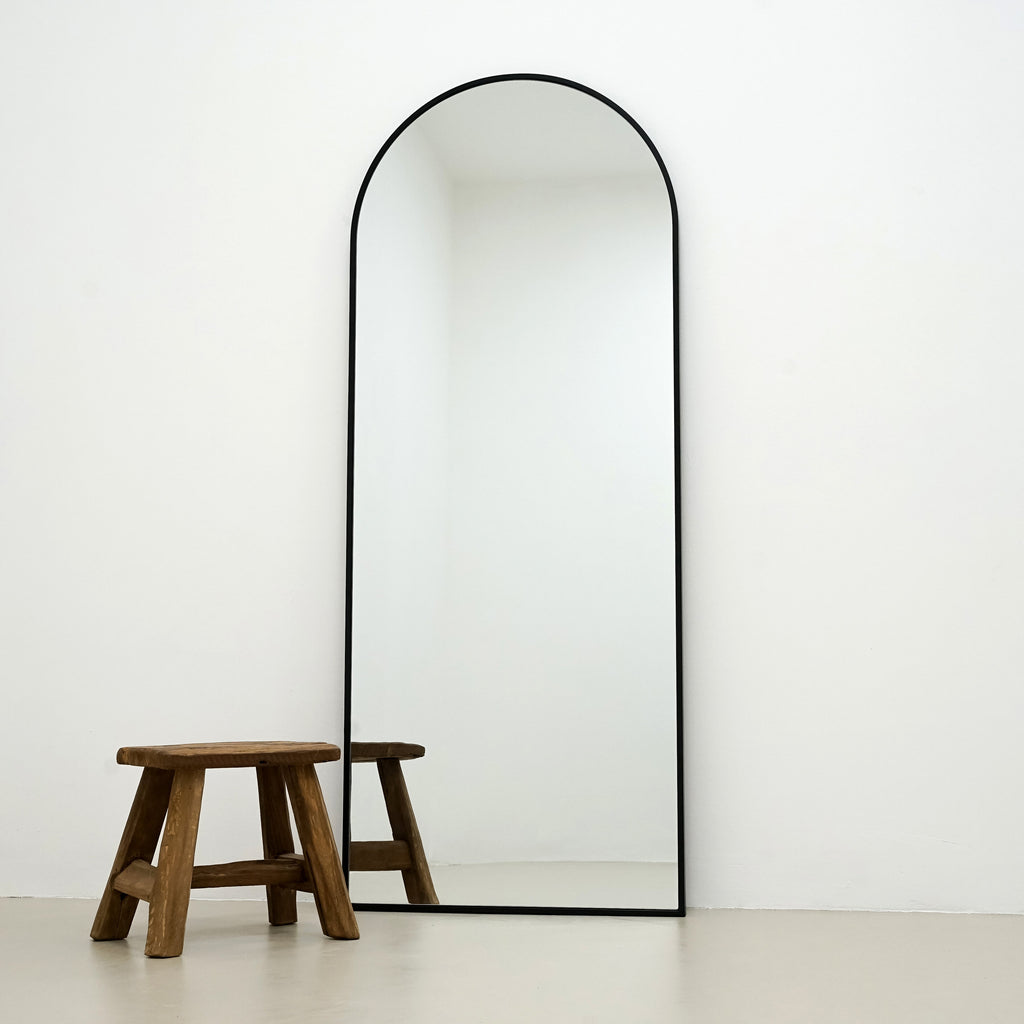 Full Length Black Large Arched Metal Mirror 160cm x 60cm