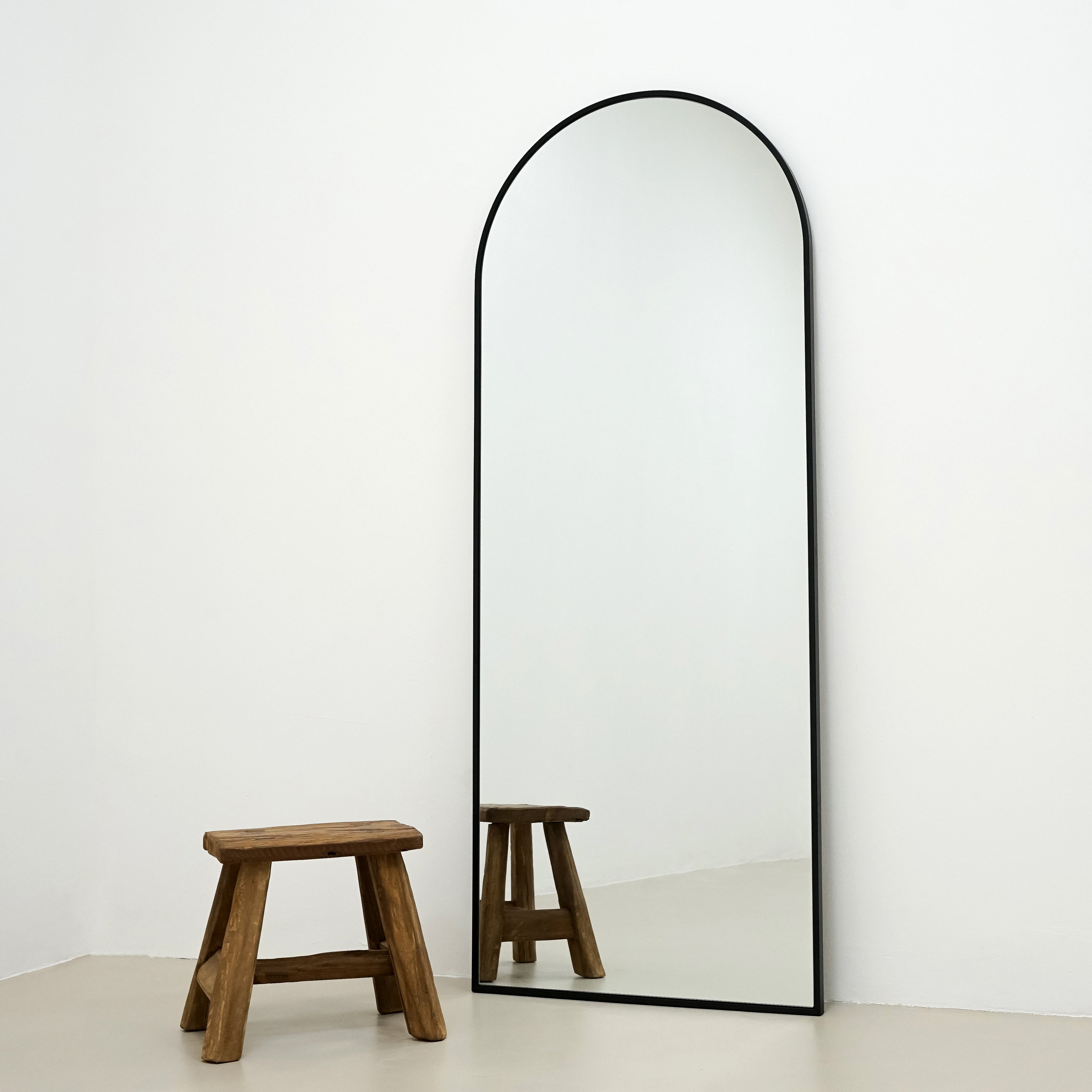 Full Length Black Large Arched Metal Mirror 160cm x 60cm
