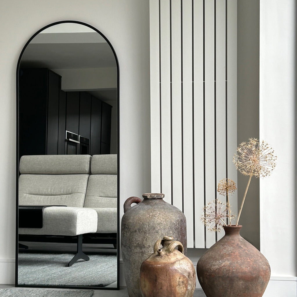 Full Length Black Large Arched Metal Mirror 160cm x 60cm