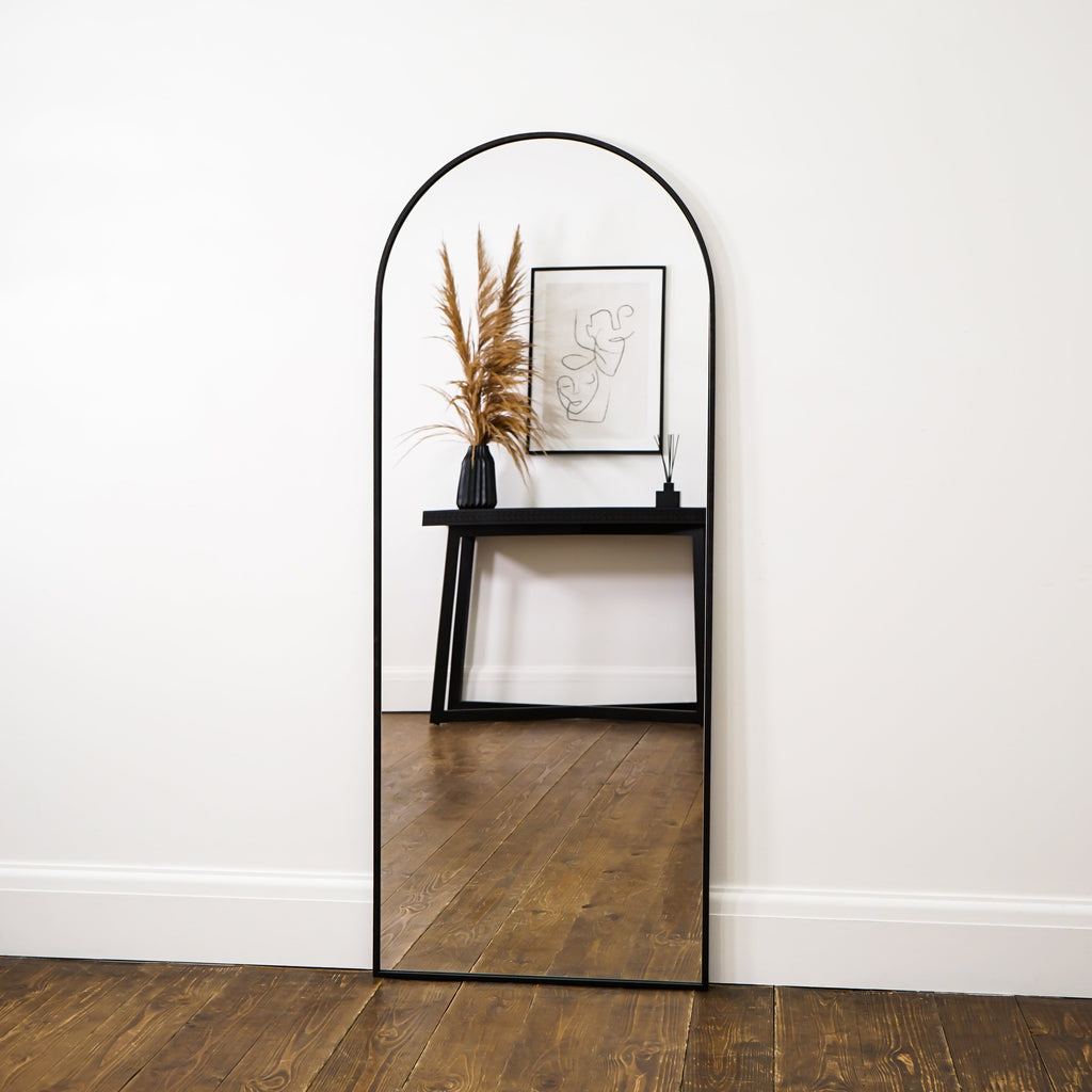 Full Length Black Large Arched Metal Mirror 160cm x 60cm