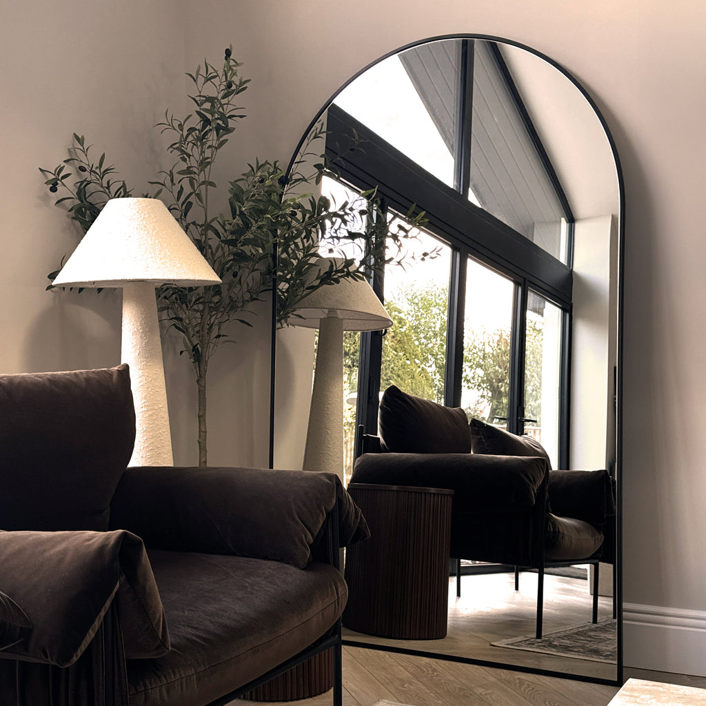 Black Full Length Arched Metal Mirror 180cm x 110cm