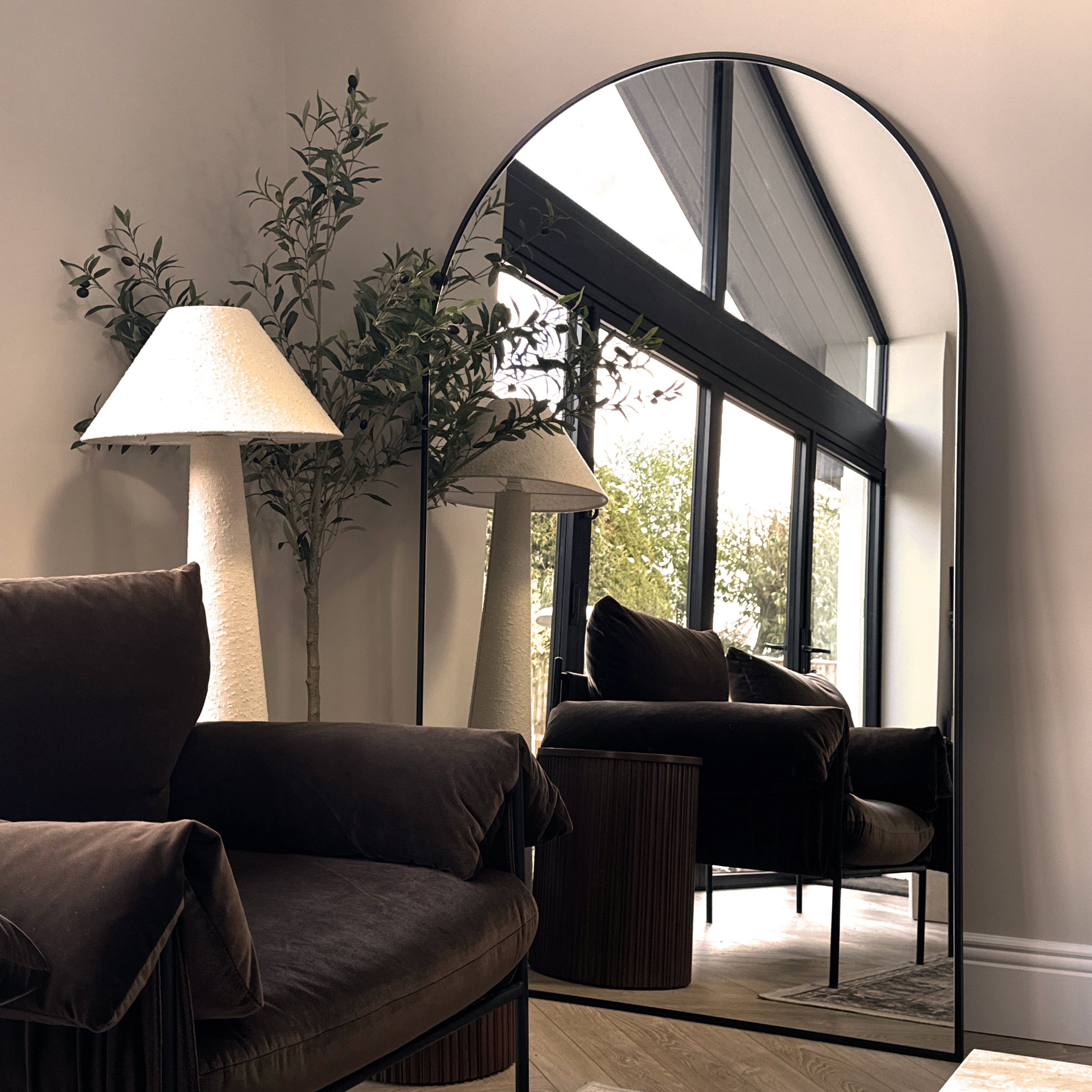 Black Full Length Arched Metal Mirror 180cm x 110cm