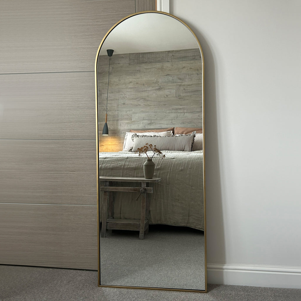 Full Length Gold Large Arched Metal Mirror 160cm x 60cm