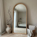 Lilia - Full Length Light Wood Arched Wooden Mirror 170cm x 80cm
