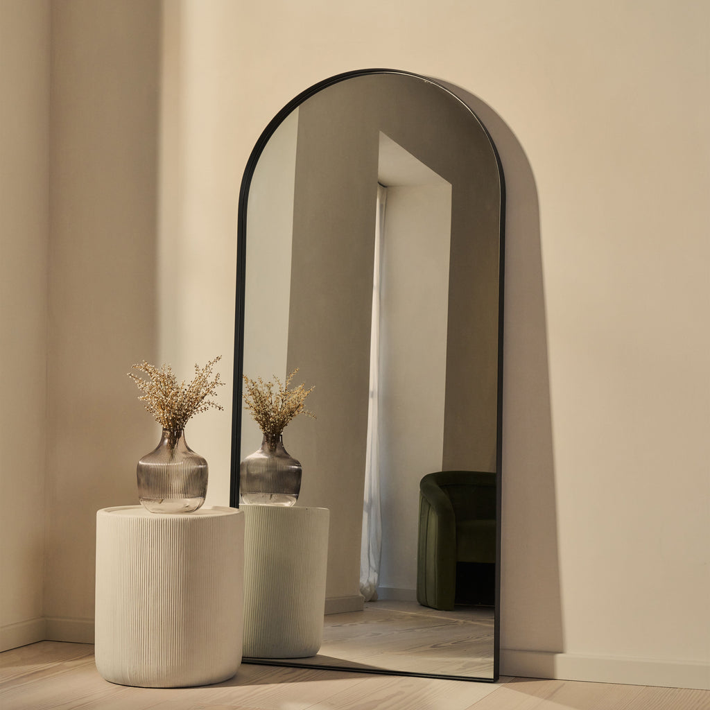 Full Length Arched Black Large Metal Mirror 170cm x 80cm