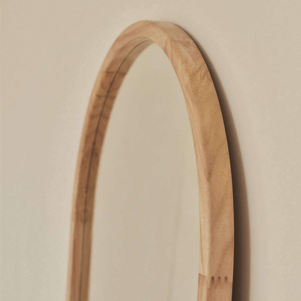 Light Wood Full Length Arched Wooden Mirror 160cm x 60cm