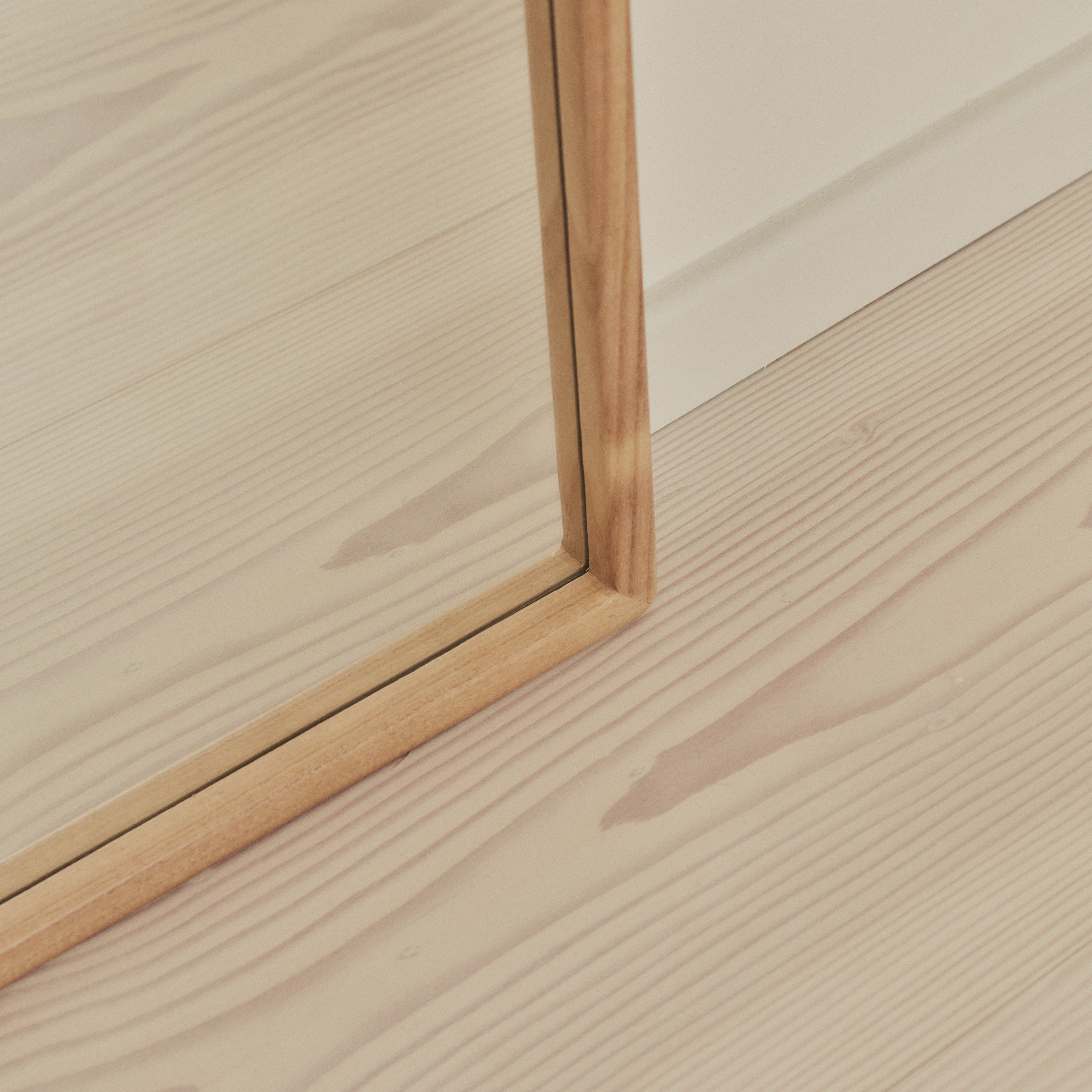 Light Wood Full Length Arched Wooden Mirror 160cm x 60cm