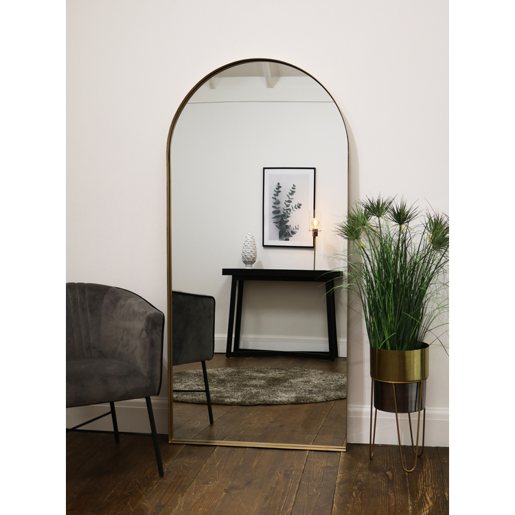 Full Length Arched Gold Large Metal Mirror 170cm x 80cm