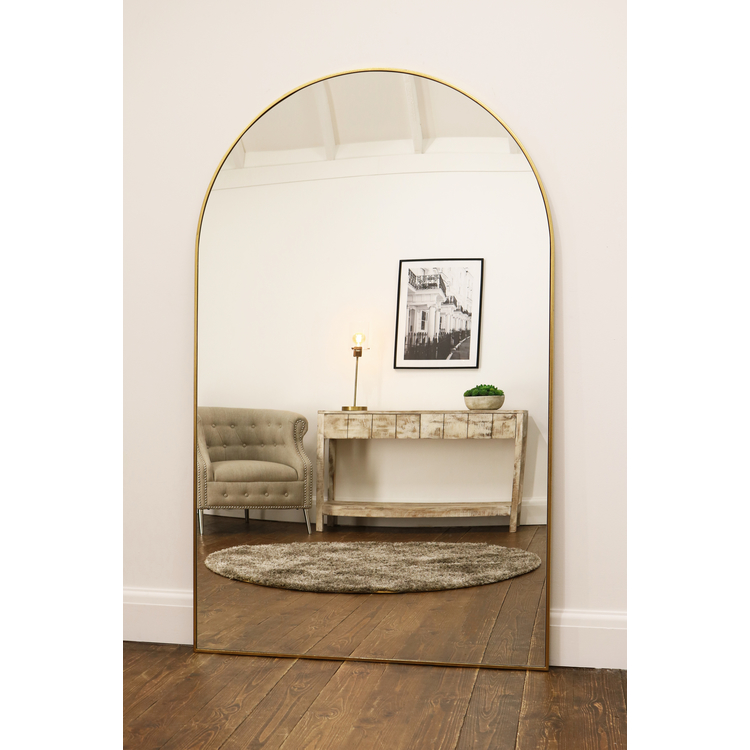 Gold Full Length Arched Metal Mirror 180cm x 110cm