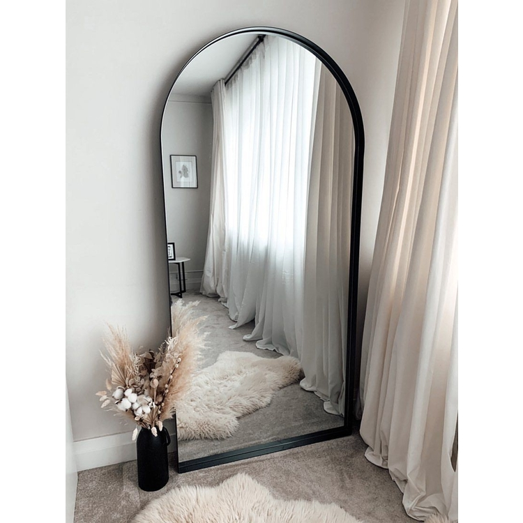 Full Length Arched Black Large Metal Mirror 170cm x 80cm