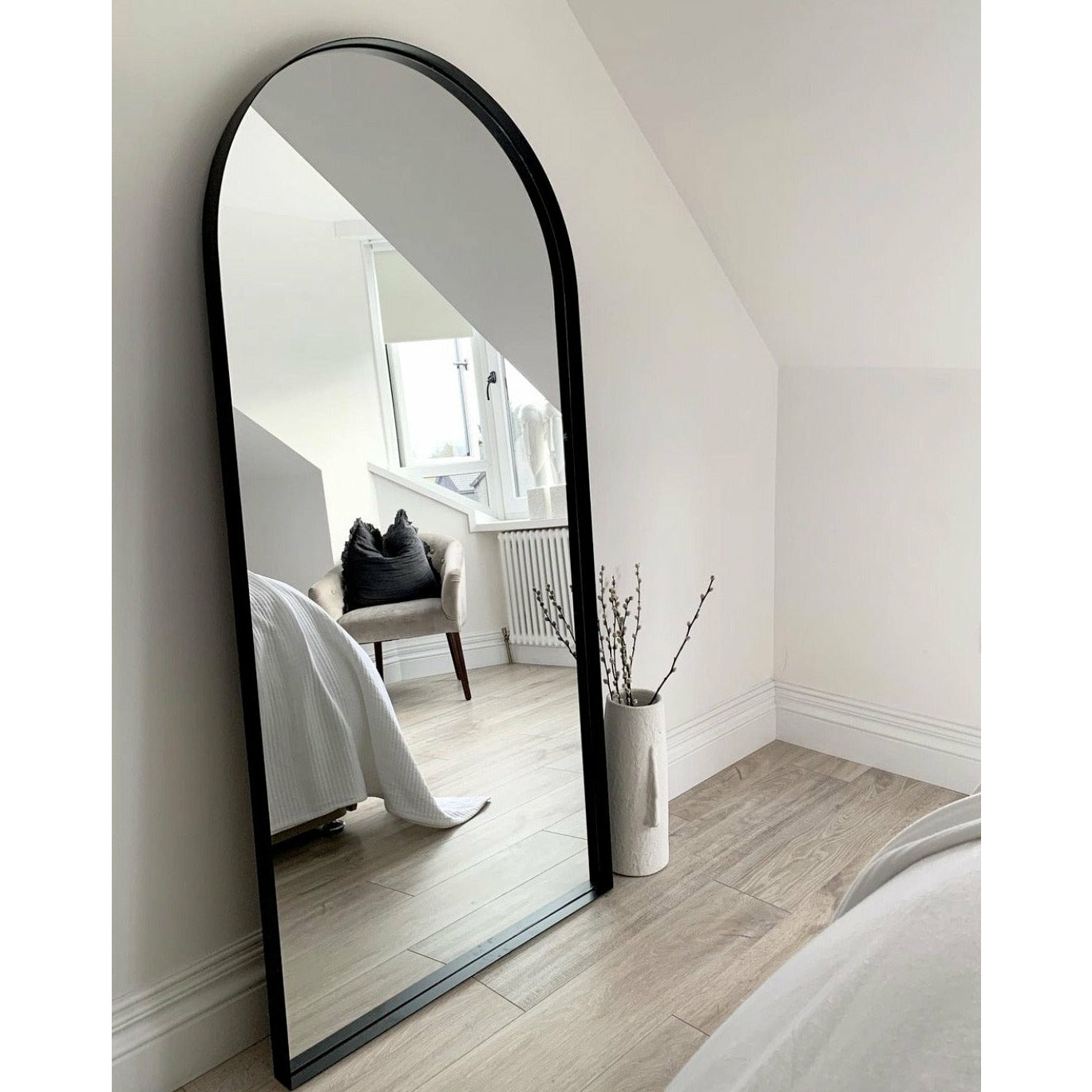 Full Length Arched Black Large Metal Mirror 170cm x 80cm